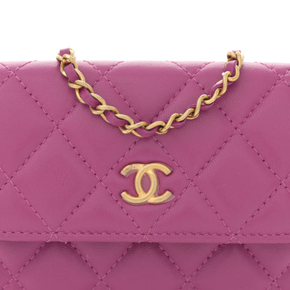 Chanel Lambskin Quilted Pearl Crush Clutch With Chain Purple 9 of 12