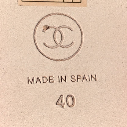 Chanel Lambskin Grosgrain CC Espadrilles Wedges 40 Pink Black 7 of 10