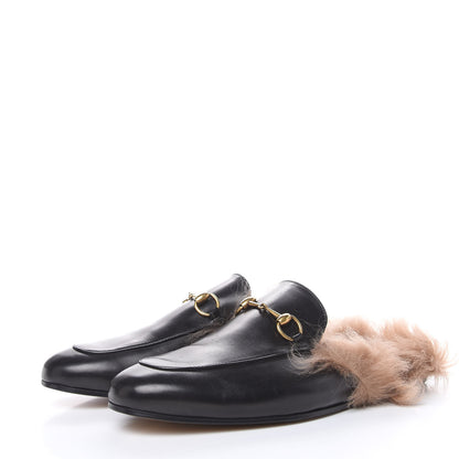 Gucci Calfskin Fur Mens Princetown Slippers 10.5 Black 3 of 10
