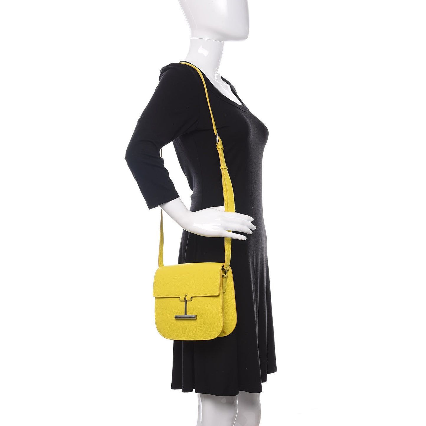 Calfskin Mini T Clasp Tara Crossbody Bag Yellow