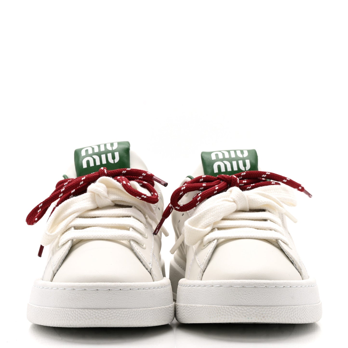 Calfskin Womens Low Top Sneakers 39 White Green