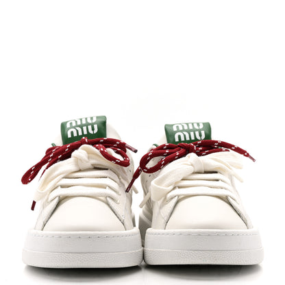Miu Miu Calfskin Womens Low Top Sneakers 39 White Green 3 of 10