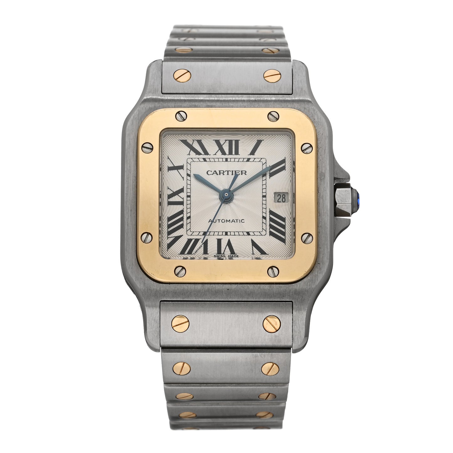 Stainless Steel 18K Yellow Gold 29mm Santos De Cartier Galbee Automatic Watch
