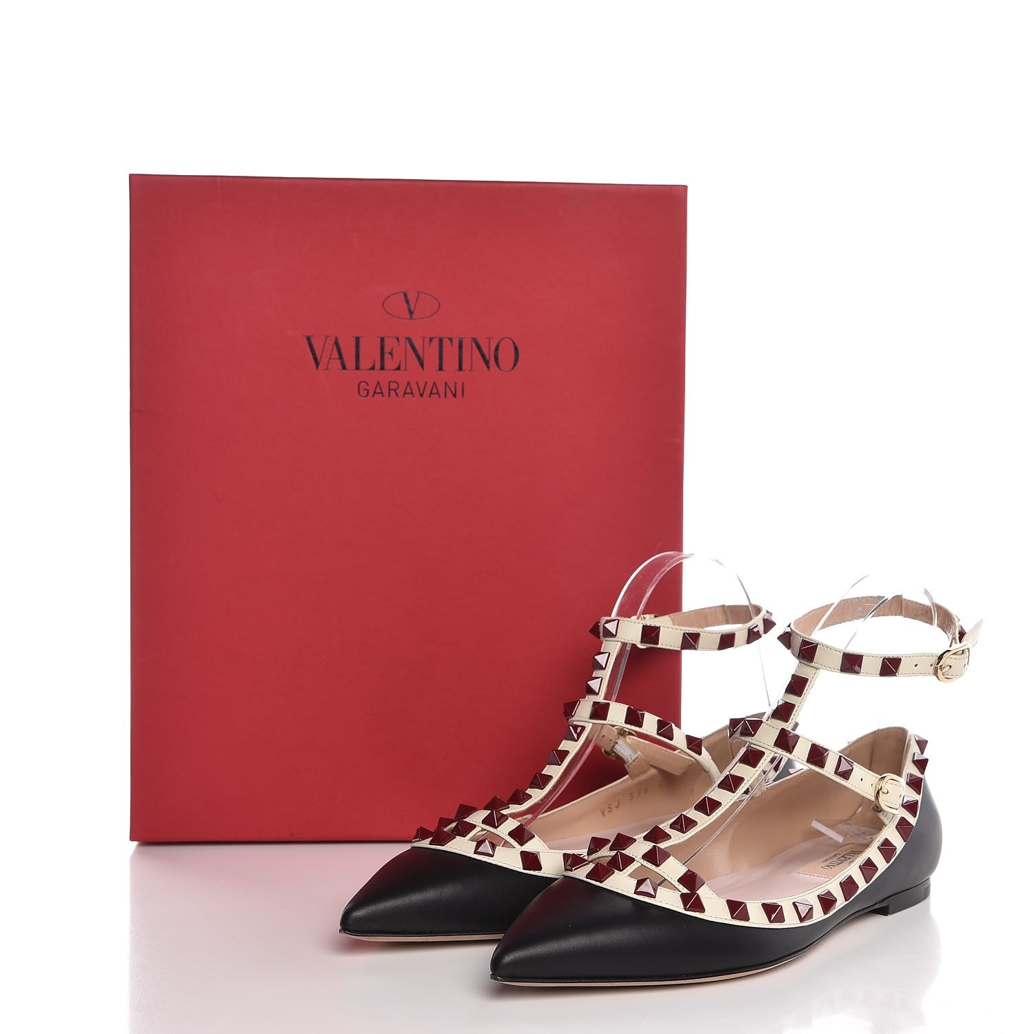Valentino Garavani Nappa Rockstud Cage Ballerina Flats 36 Black Powder 8 of 8