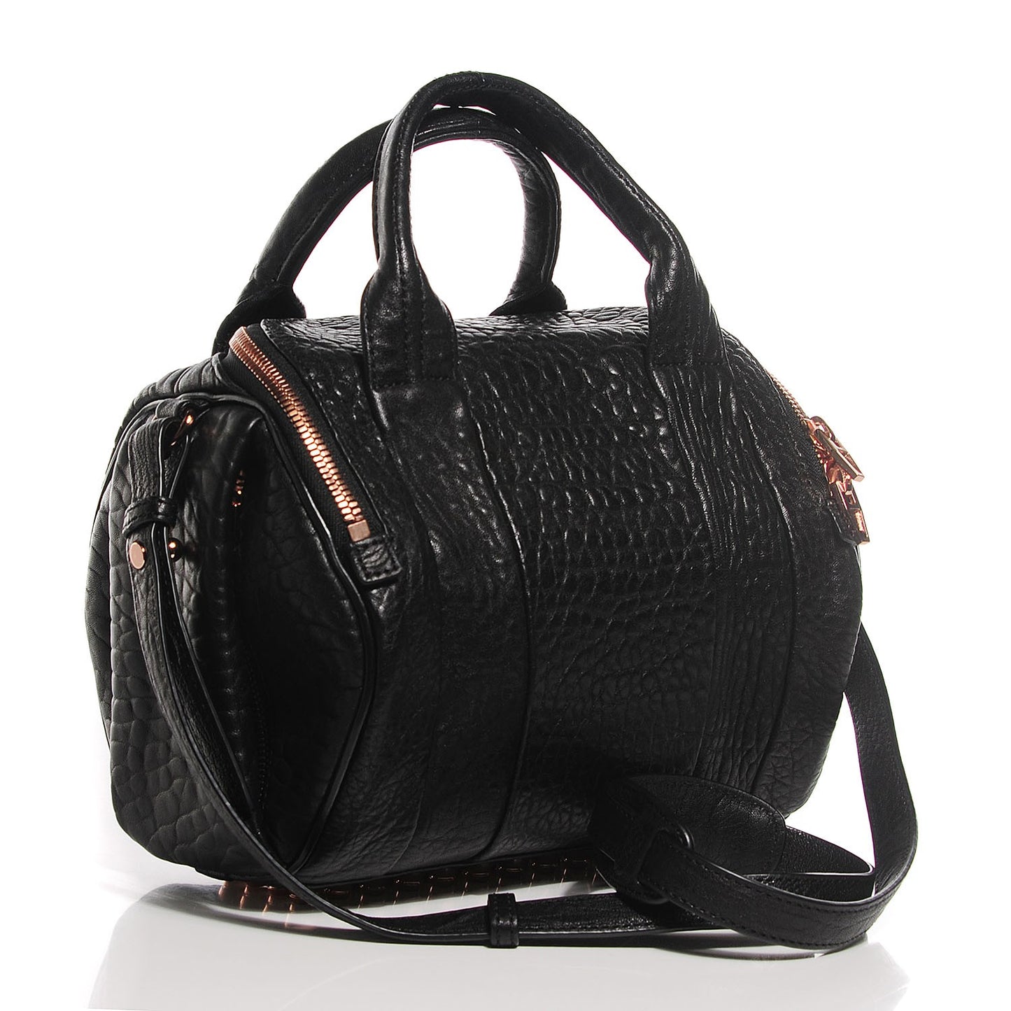 Pebbled Lambskin Rockie Black Rose Gold Hardware
