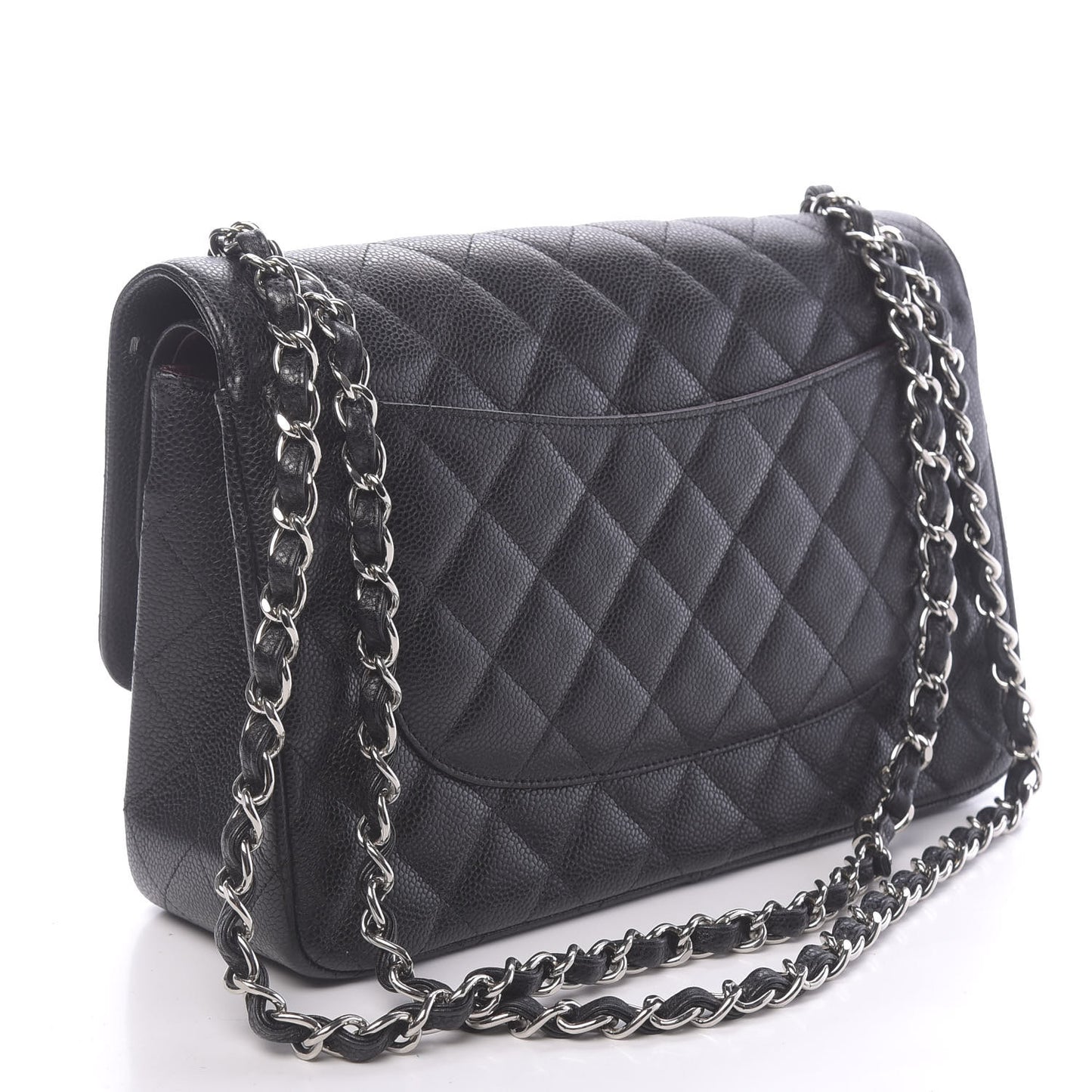 Caviar Quilted Jumbo Double Flap Black