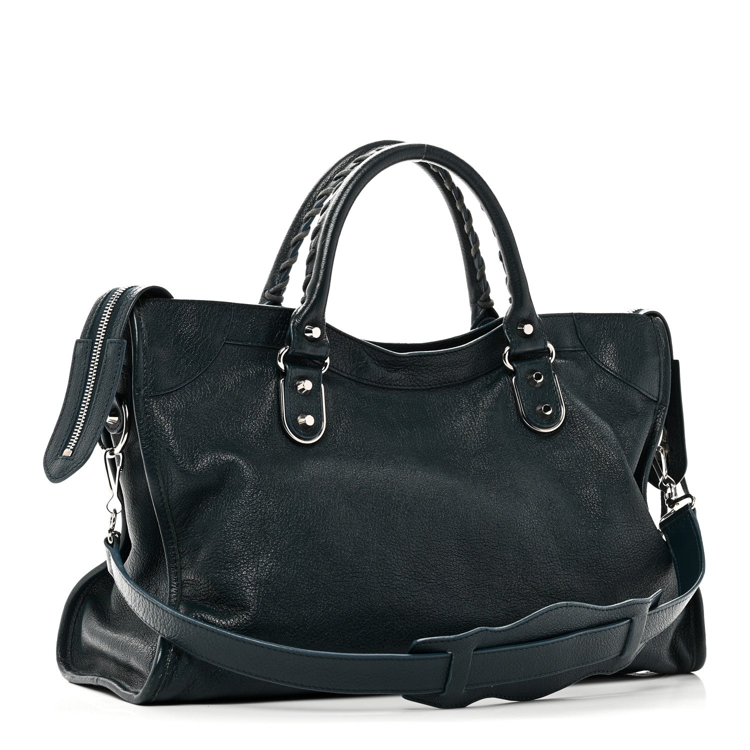 Balenciaga Chevre Silver Metallic Edge Hardware City Bleu Paon 4 of 11