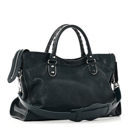 Balenciaga Chevre Silver Metallic Edge Hardware City Bleu Paon 4 of 11