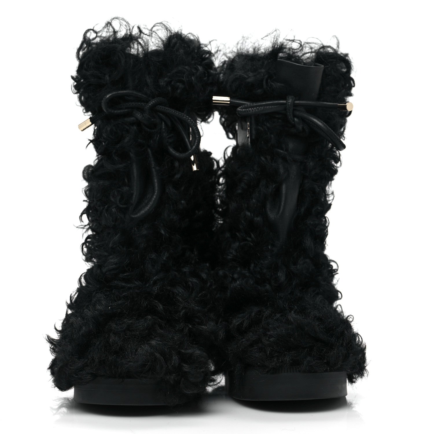Chanel Shearling Sheepskin High Boots 38.5 Black 2 of 8