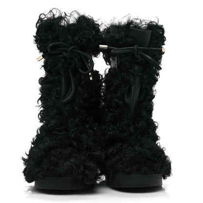 Chanel Shearling Sheepskin High Boots 38.5 Black 2 of 8