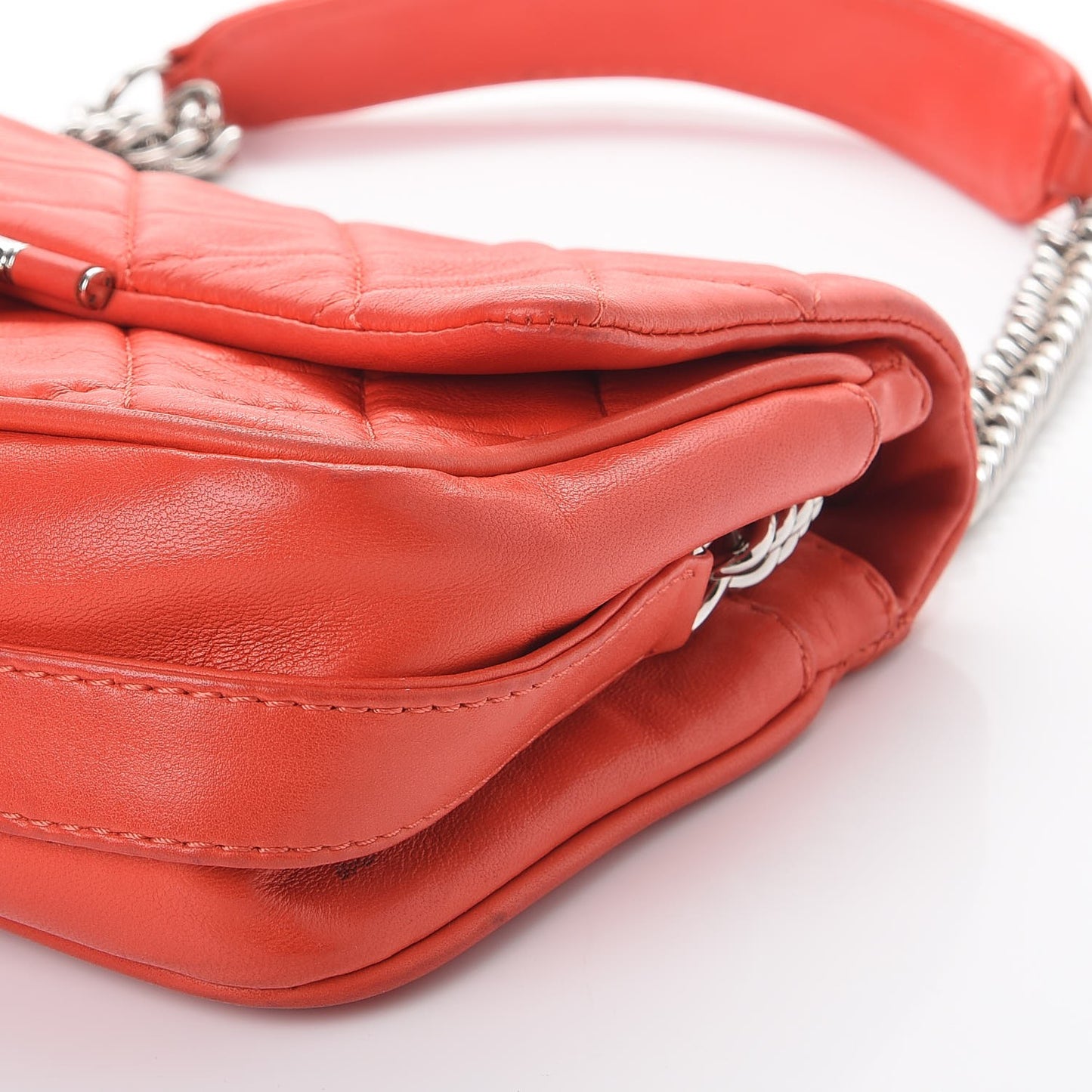 Lambskin Quilted Medium Icons Secret Label Flap Coral