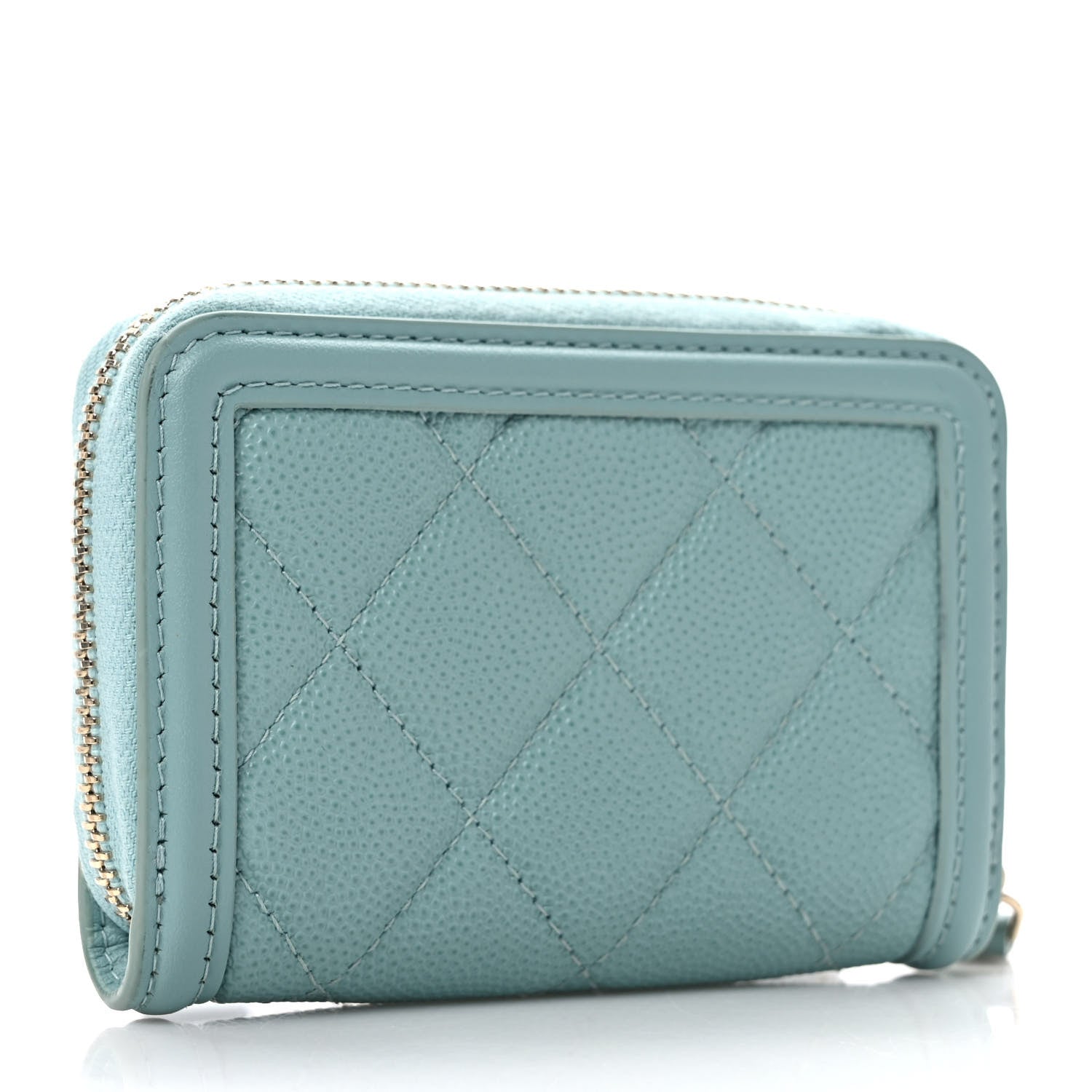 Chanel Caviar Quilted Filigree Coin Purse Light Blue 3 of 8