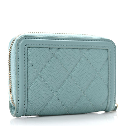 Chanel Caviar Quilted Filigree Coin Purse Light Blue 3 of 8