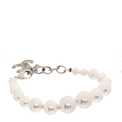 Chanel Graduated Pearl Crystal CC Bracelet Gold 3 of 6
