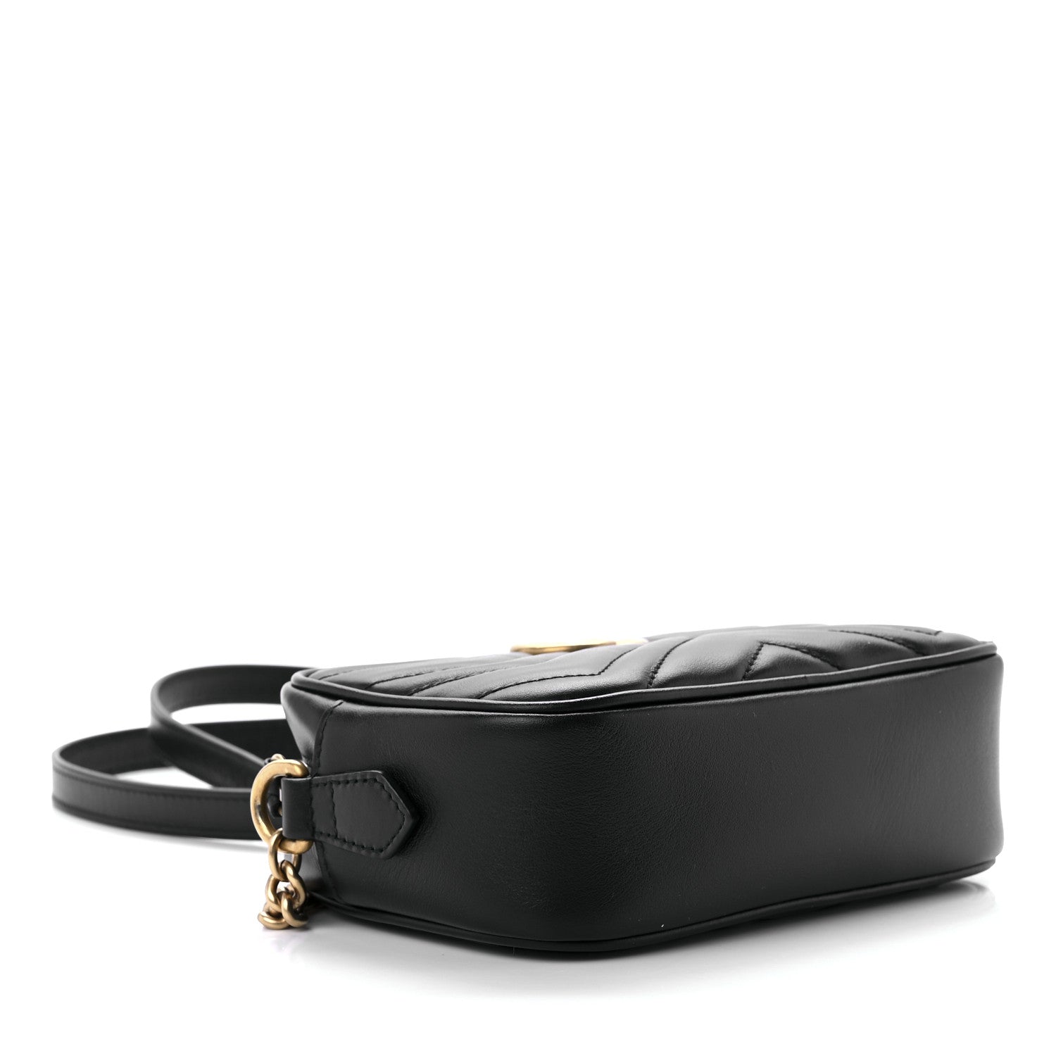Gucci Calfskin Matelasse Mini GG Marmont Chain Shoulder Bag Black 4 of 10