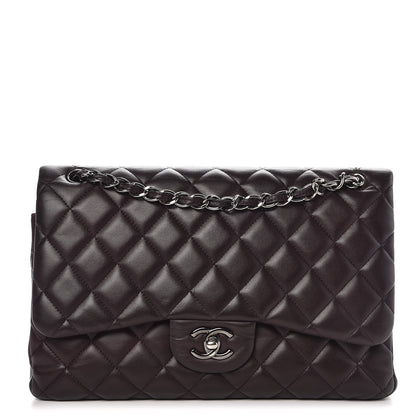 Chanel Lambskin Quilted Jumbo Double Flap Dark Purple 1 of 15