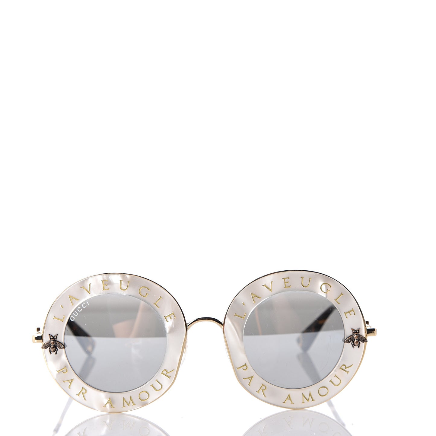 Metal L'Aveugle Par Amour Round Frame Sunglasses GG0113S White