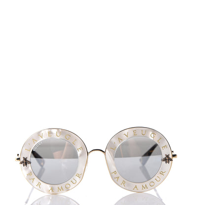 Gucci Metal L'Aveugle Par Amour Round Frame Sunglasses GG0113S White 2 of 8