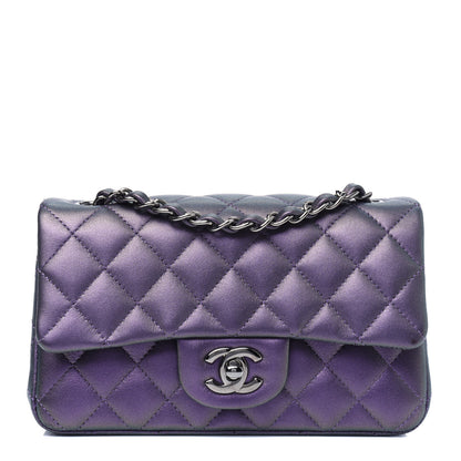 Chanel Metallic Lambskin Quilted Mini Rectangular Flap Purple 1 of 4