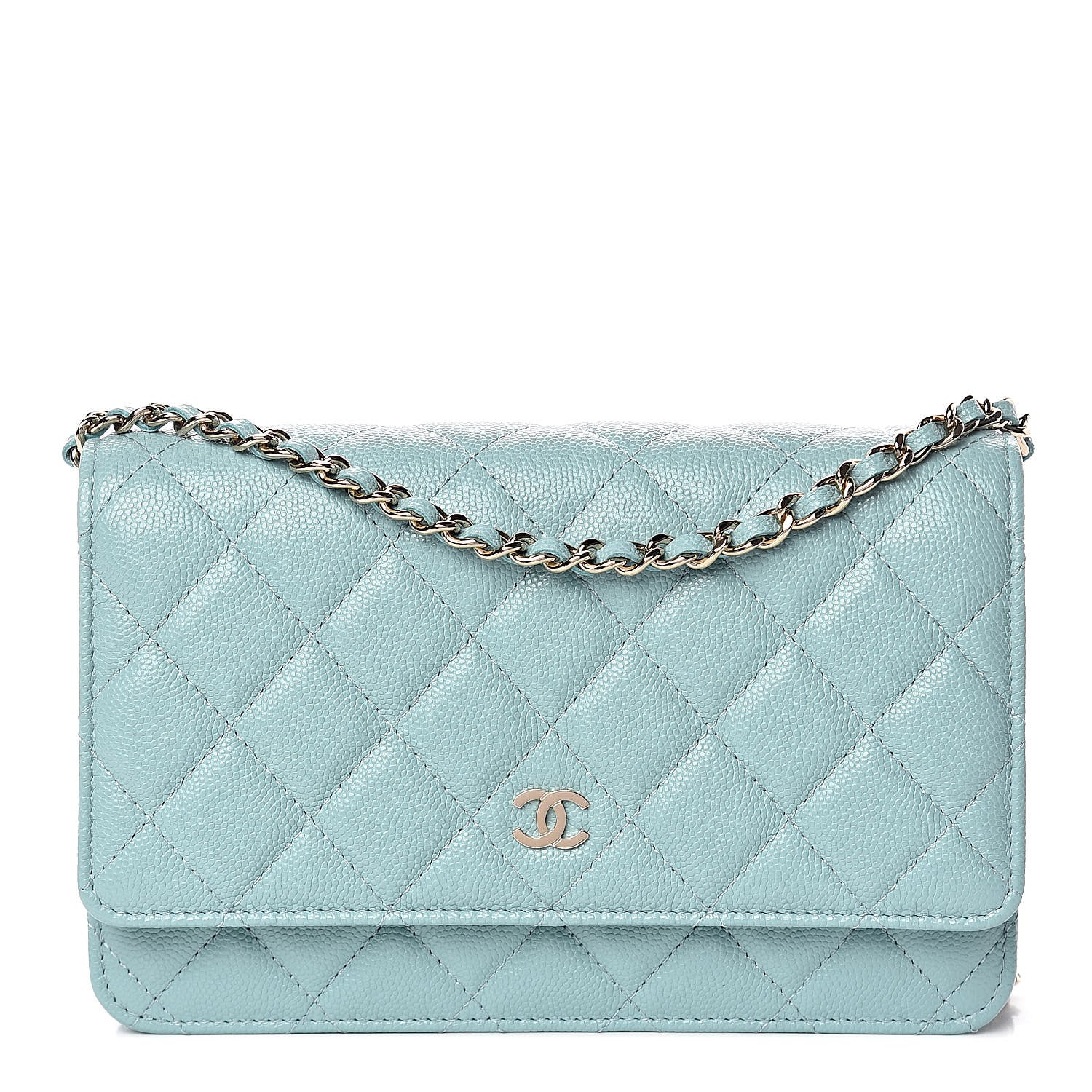 Chanel Caviar Quilted Wallet On Chain WOC Light Blue 1 of 12
