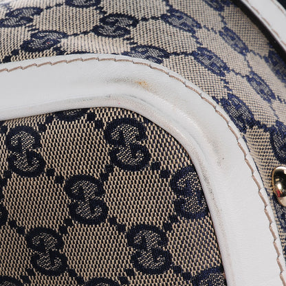Gucci Monogram Selleria Calfskin Vintage Web Medium Boston Beige Blue Mystic White 5 of 8