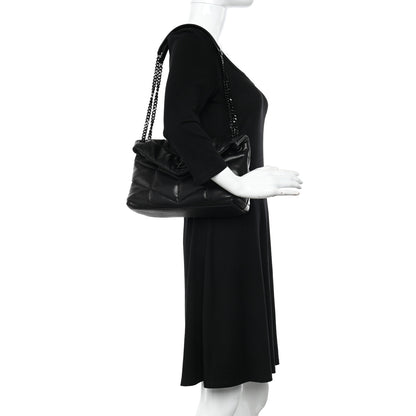 Saint Laurent Lambskin Quilted Monogram Monochrome Small Loulou Puffer Chain Satchel Black 2 of 11
