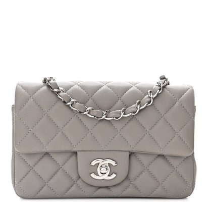 Chanel Lambskin Quilted Mini Rectangular Flap Grey 1 of 13