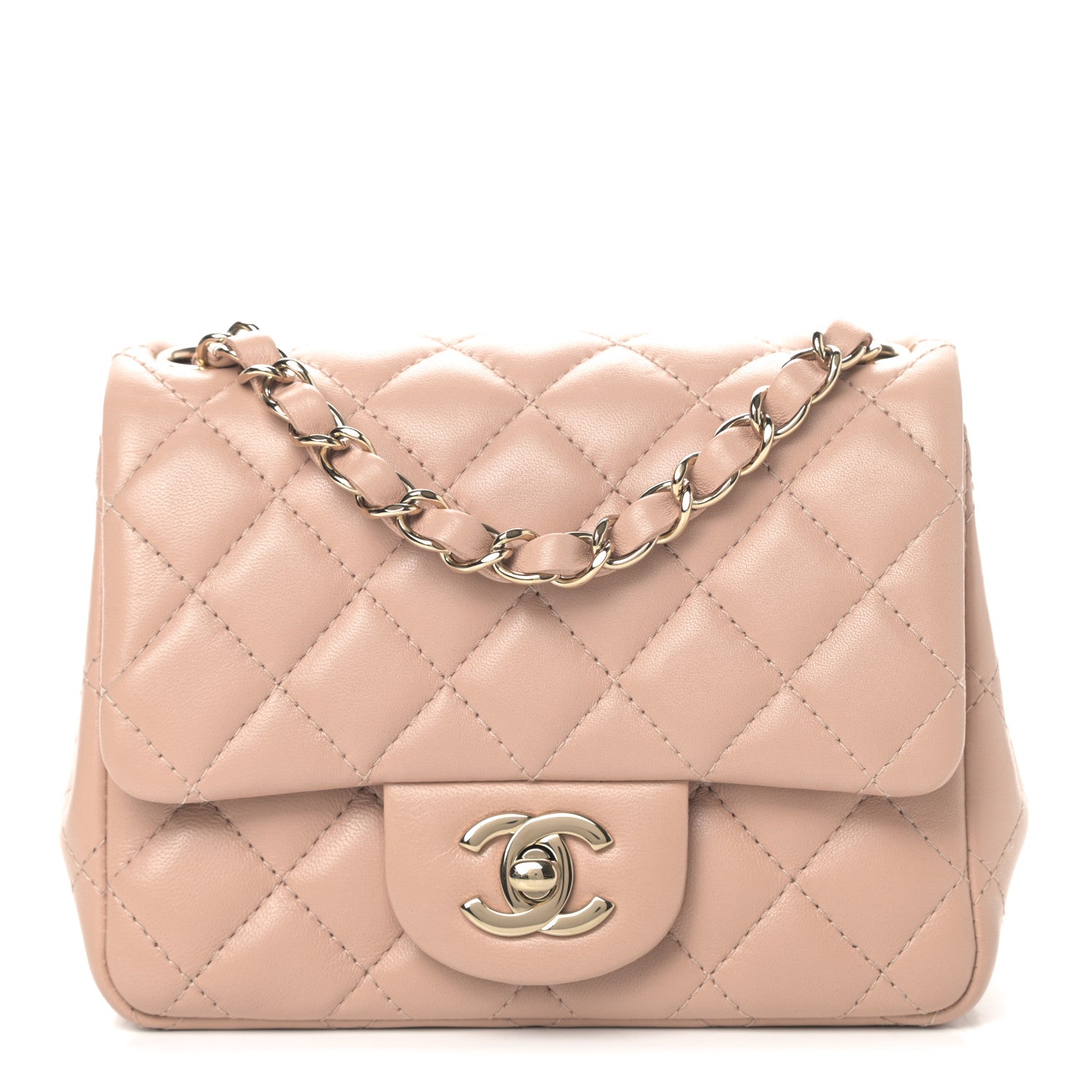 Chanel Lambskin Quilted Mini Square Flap Beige 1 of 9