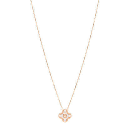 Van Cleef & Arpels 18K Rose Gold Diamond Vintage Alhambra Pendant Necklace 1 of 5
