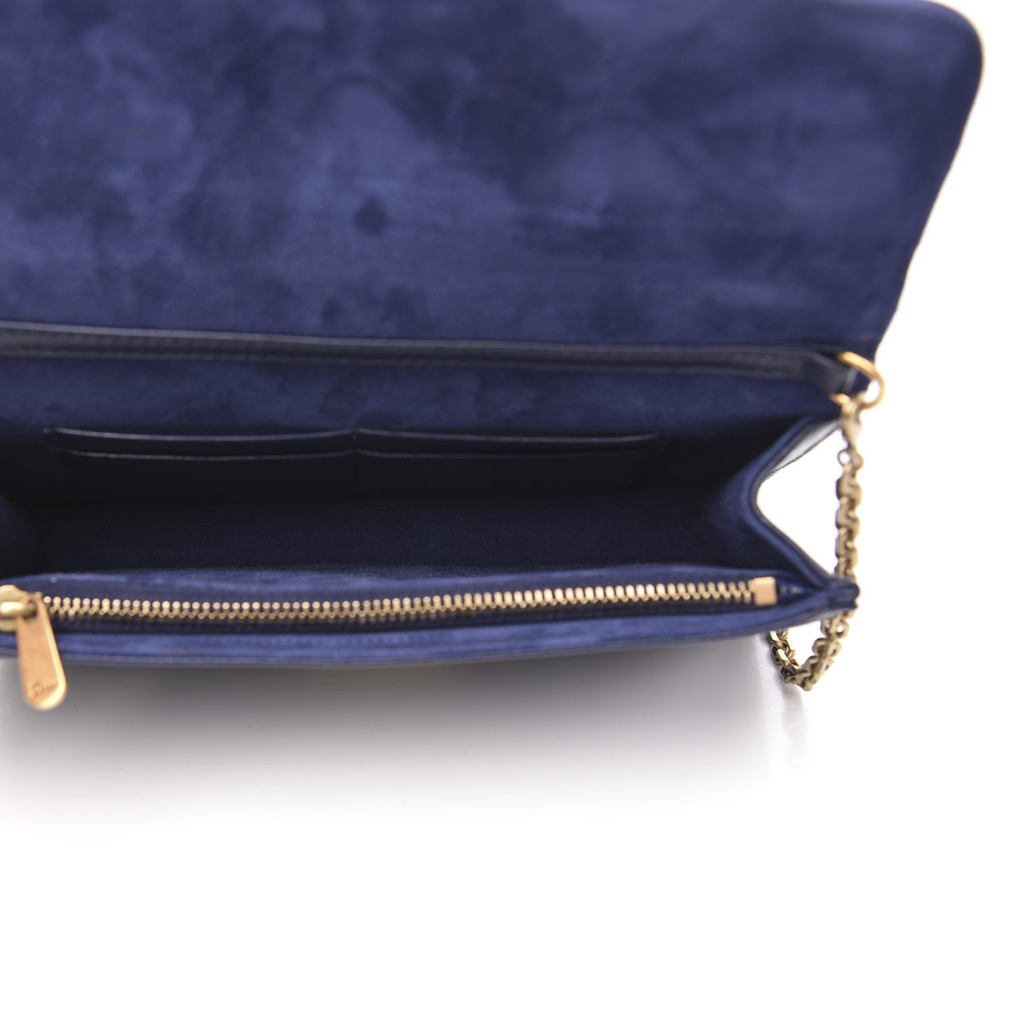 Lambskin Cannage Dioraddict Wallet on Chain Clutch Navy