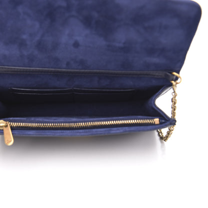Christian Dior Lambskin Cannage Dioraddict Wallet on Chain Clutch Navy 5 of 9