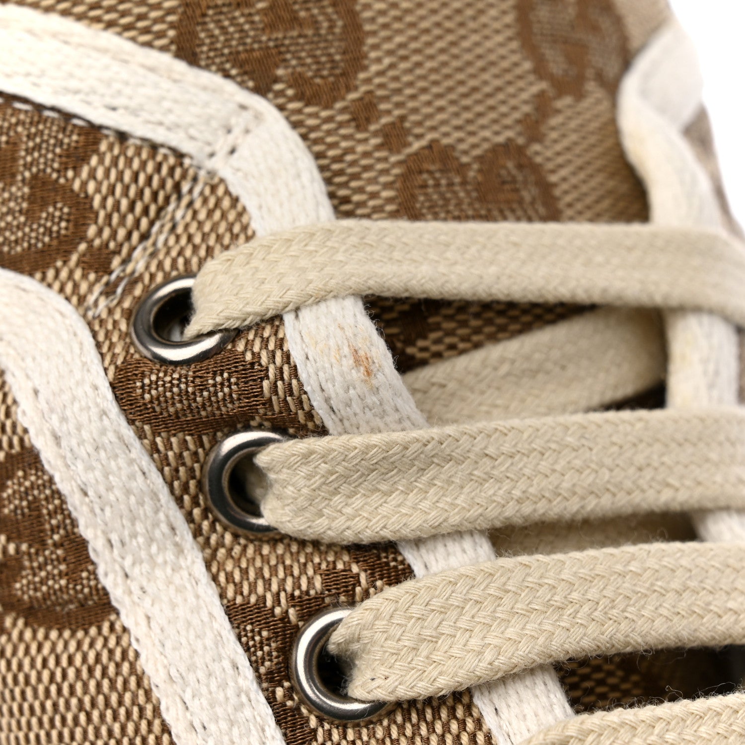 Gucci GG Monogram Web Womens 1977 Tennis Sneakers 38.5 Beige Ebony Mystic White 11 of 13