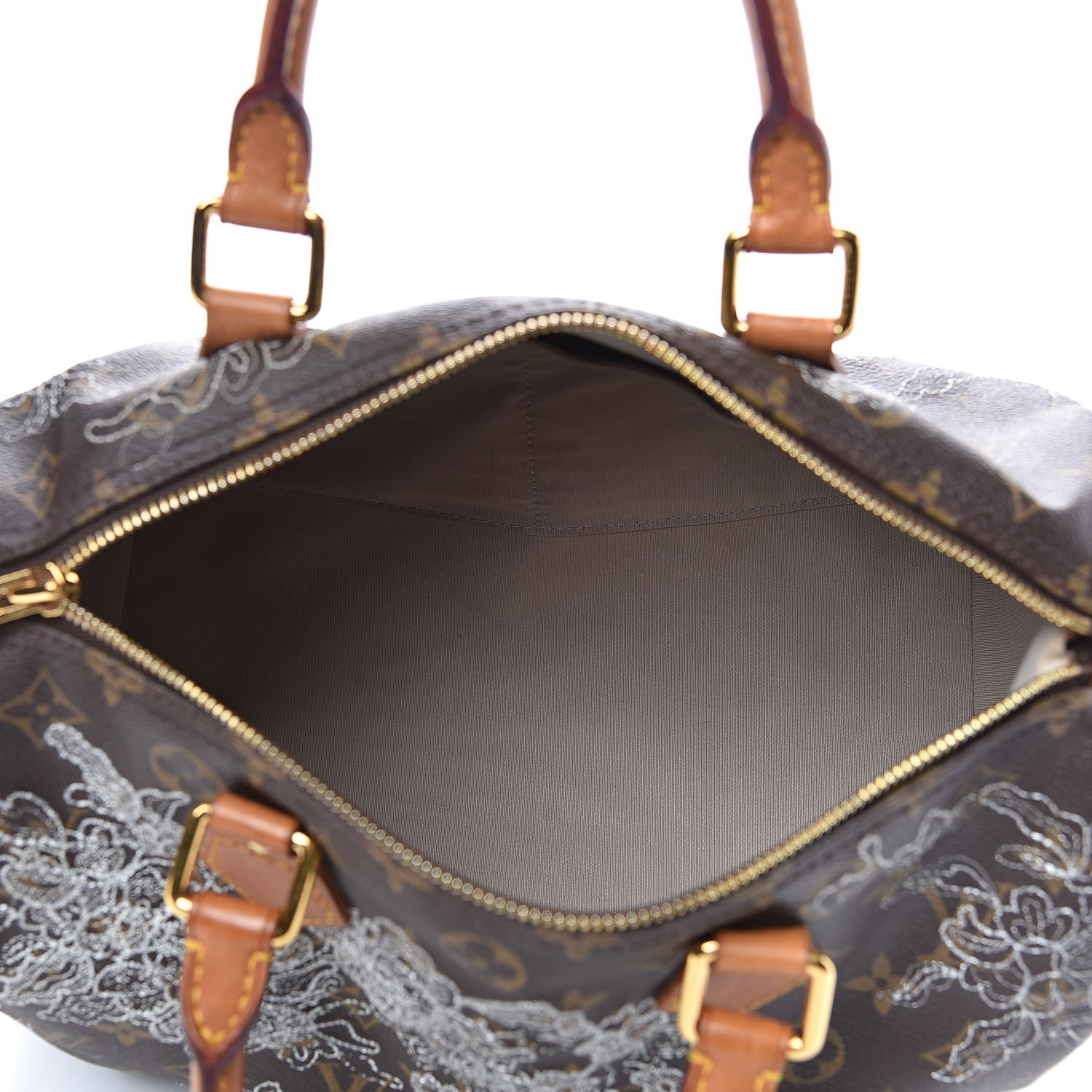 Louis Vuitton Monogram Dentelle Speedy 30 Silver 5 of 20