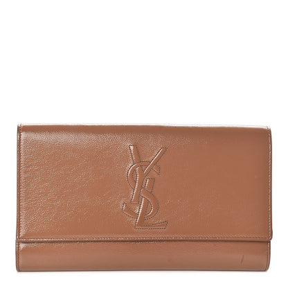 Saint Laurent Textured Patent Calfskin Monogram Large Belle De Jour Clutch Nude 1 of 8