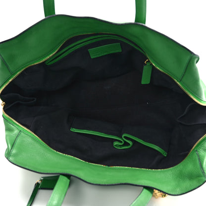 Alexander McQueen Pebbled Calfskin Large Skull Padlock Zip Around Tote Emerald 5 of 10