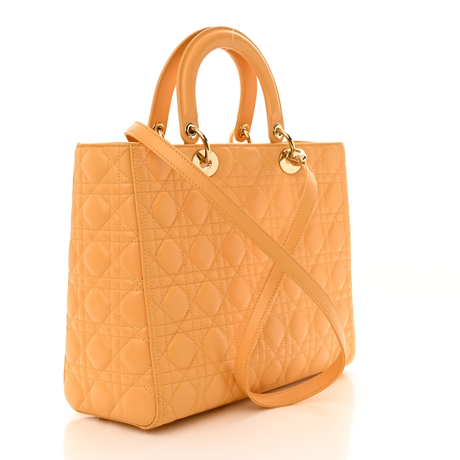 Christian Dior Lambskin Cannage Large Lady Dior Light Orange 3 of 9