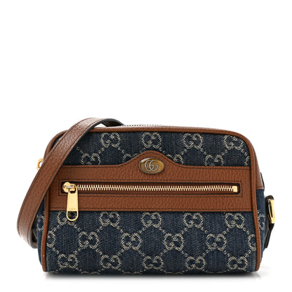 Gucci New Denim GG Monogram Dollar Calfskin Mini Ophidia Shoulder Bag Blue Tea Cuir Epilog 1 of 15