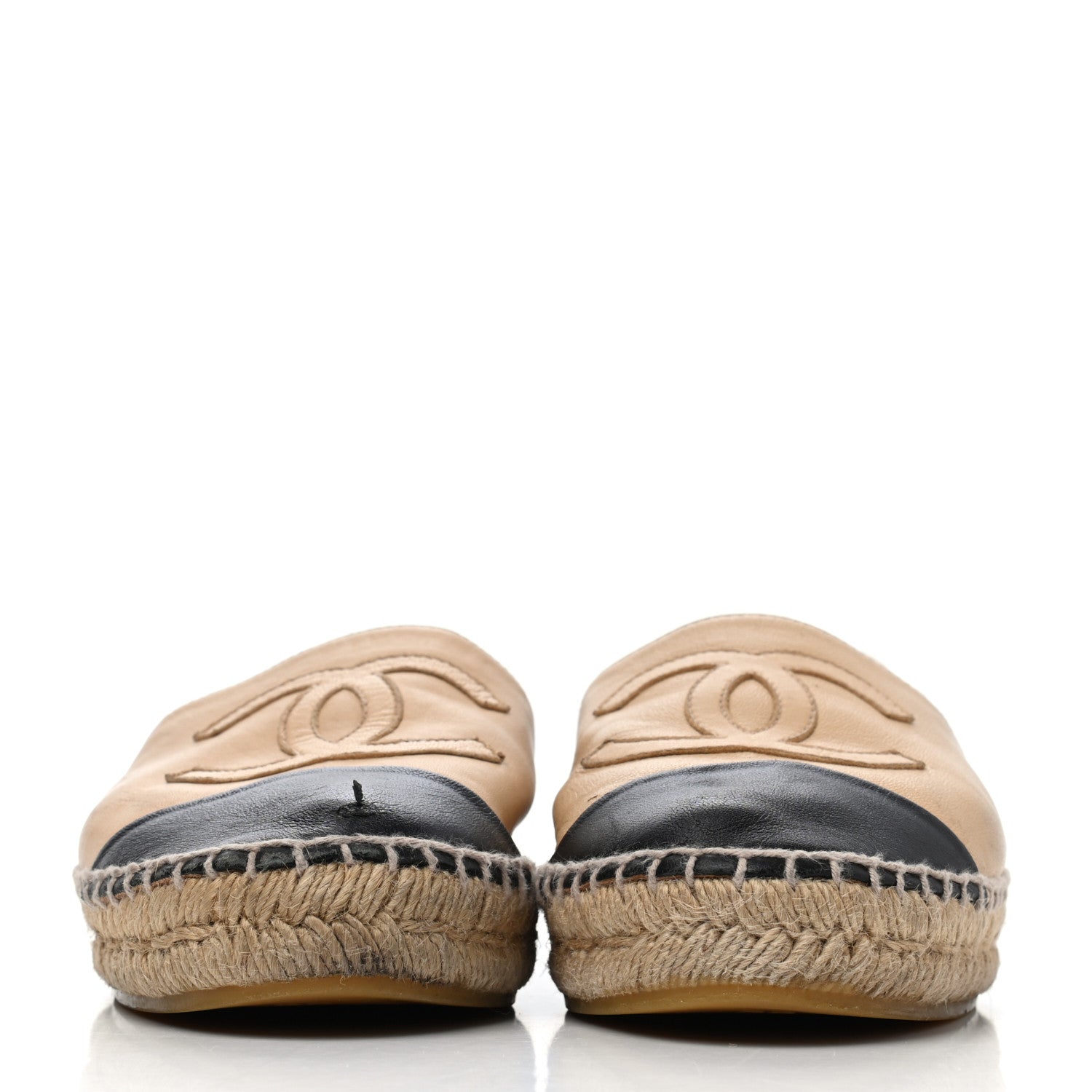 Chanel Lambskin CC Espadrilles 37 Beige Black 2 of 4