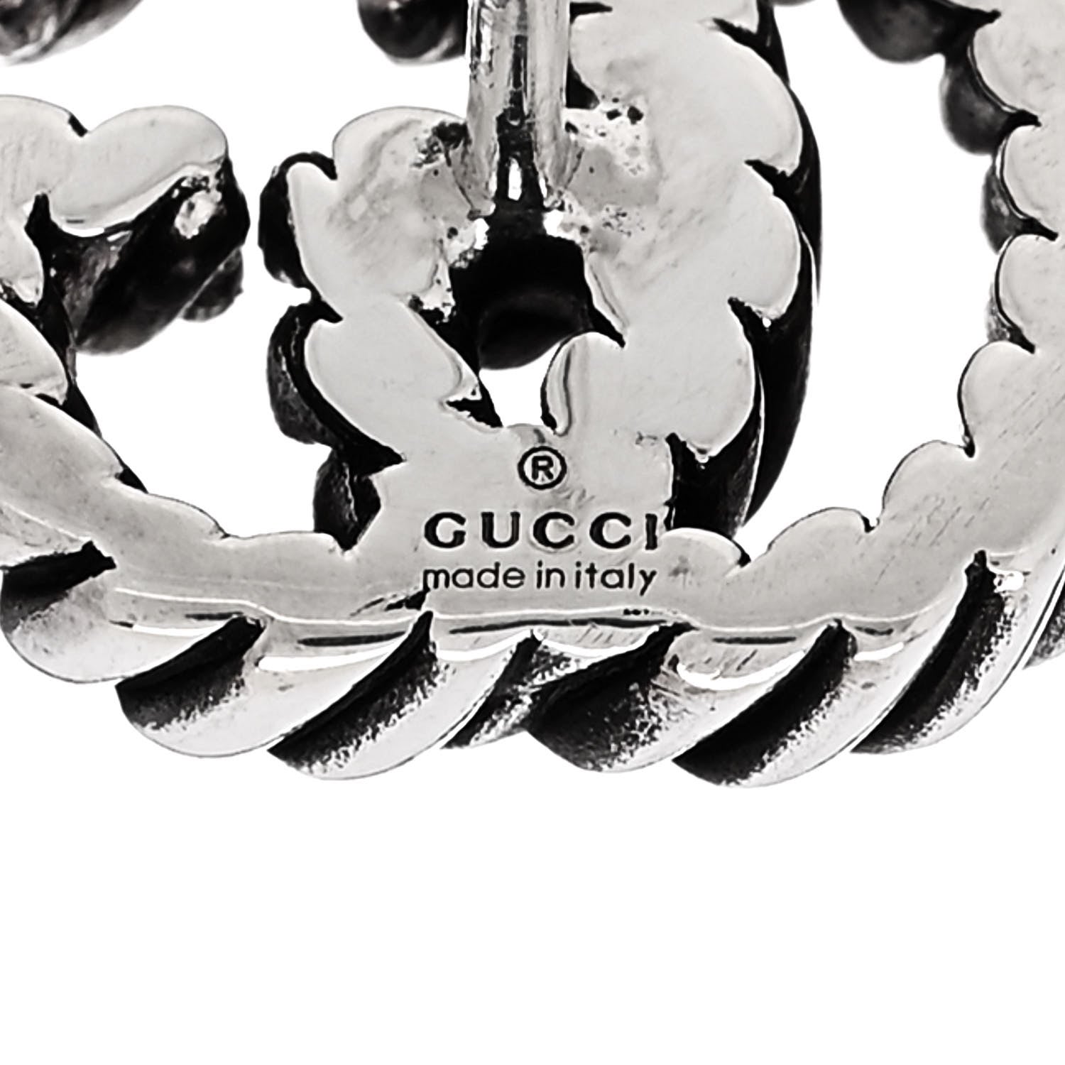Gucci Sterling Silver Torchon Double G Earrings 4 of 6