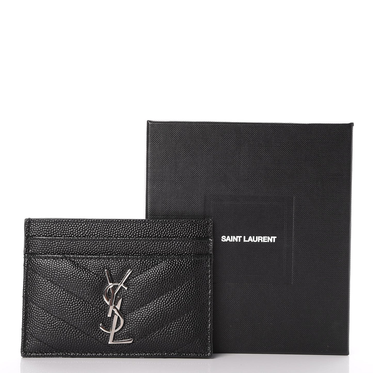 Grain De Poudre Matelasse Chevron Monogram Credit Card Case Black