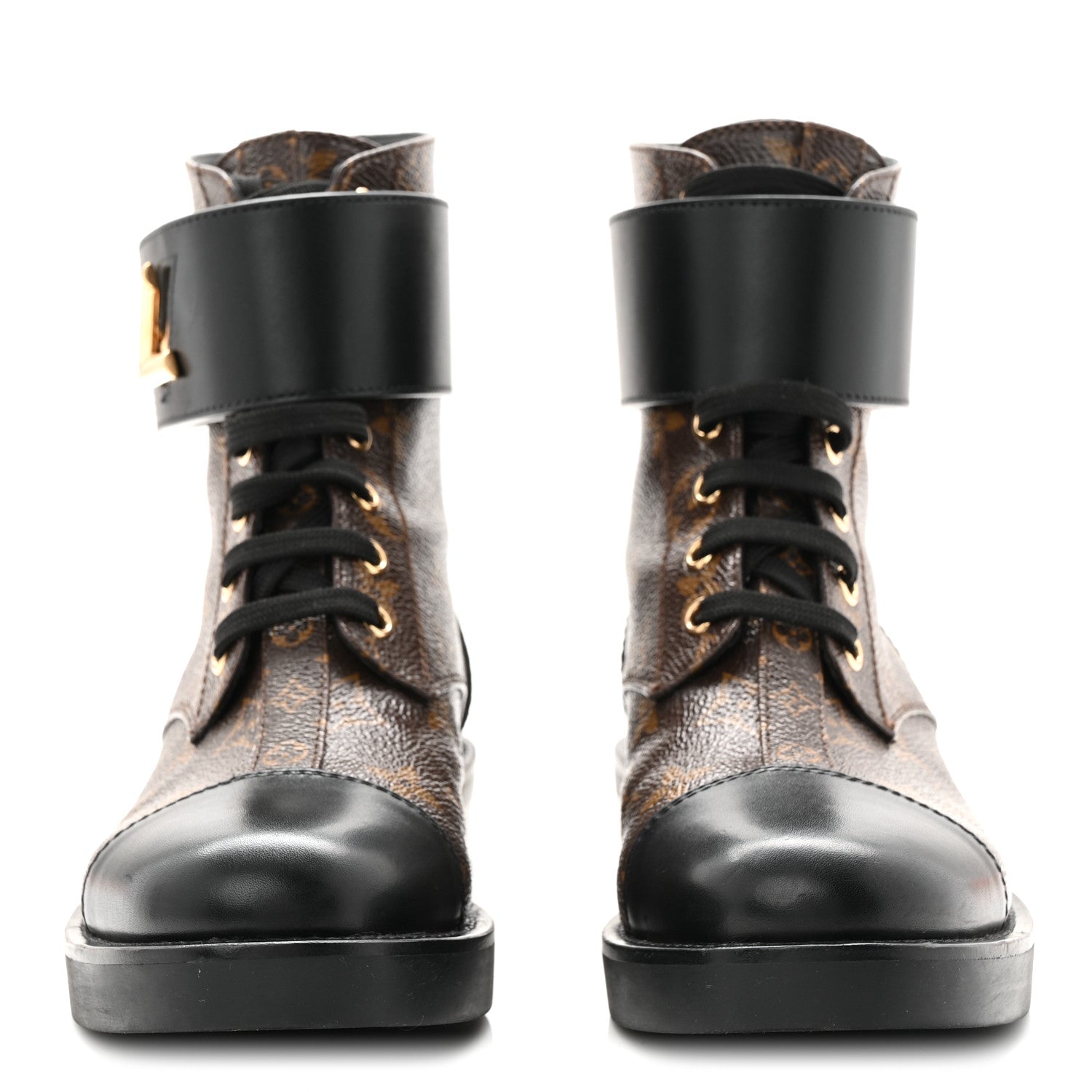 Louis Vuitton Calfskin Monogram Wonderland Flat Ranger Boots 36.5 Black 3 of 10