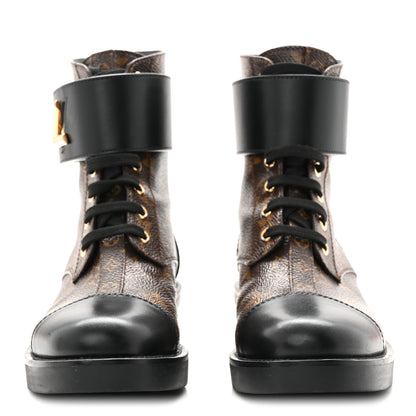 Louis Vuitton Calfskin Monogram Wonderland Flat Ranger Boots 36.5 Black 3 of 10