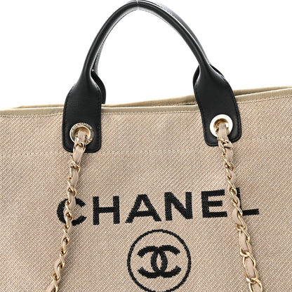 Chanel Mixed Fibers Medium Deauville Tote Beige Black 8 of 15