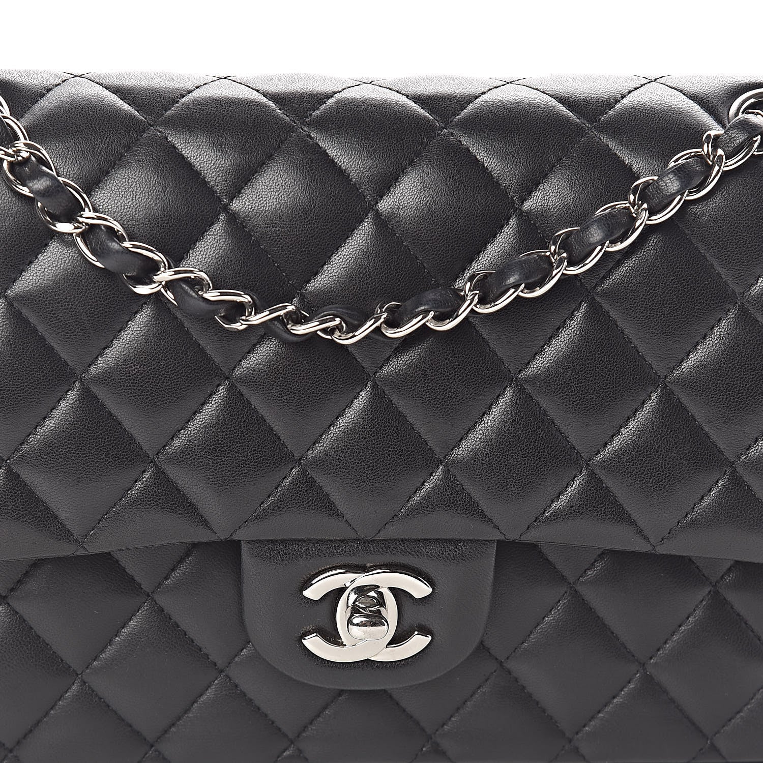 Chanel Lambskin Quilted Medium Double Flap Black 18 of 18