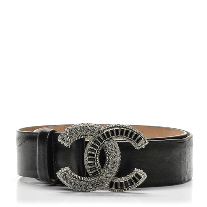 Chanel Baguette Crystal Lambskin CC Belt 80 32 Black 1 of 10
