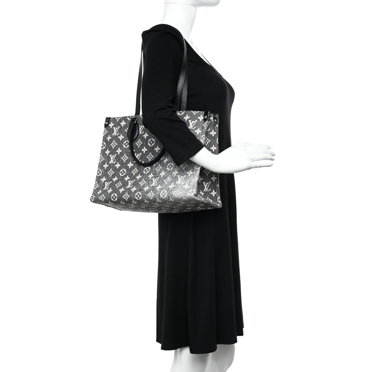 Monogram Jacquard Denim Onthego MM Black