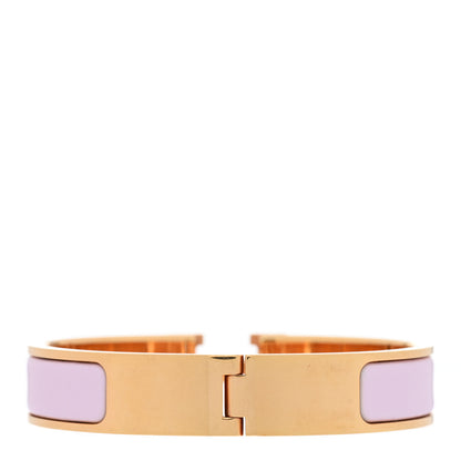 Hermes Enamel Narrow Clic Clac H Bracelet PM Rose Dragee 2 of 3