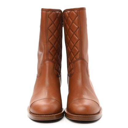Chanel Calfskin CC Logo Mid Calf Boots 38.5 Caramel 2 of 12