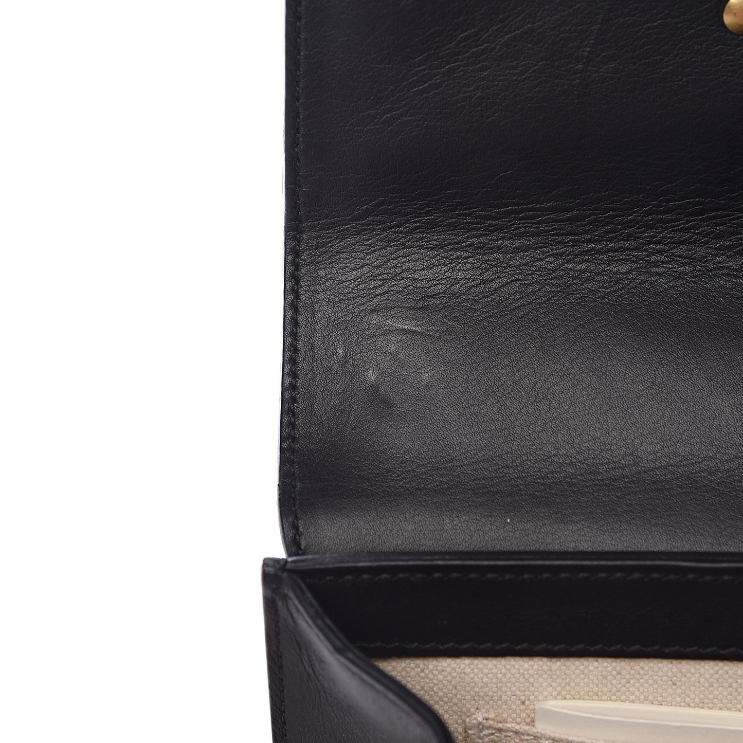 Calfskin Peony Small Chain Shoulder Bag Black