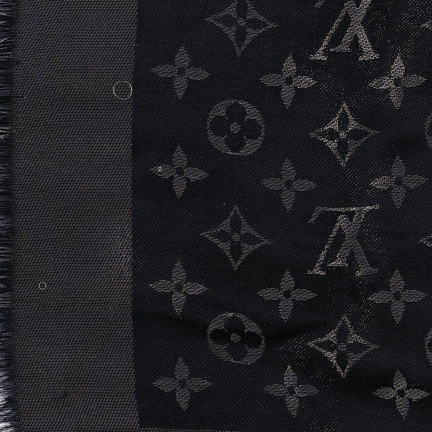 Silk Lurex Wool Monogram Shine Shawl Black